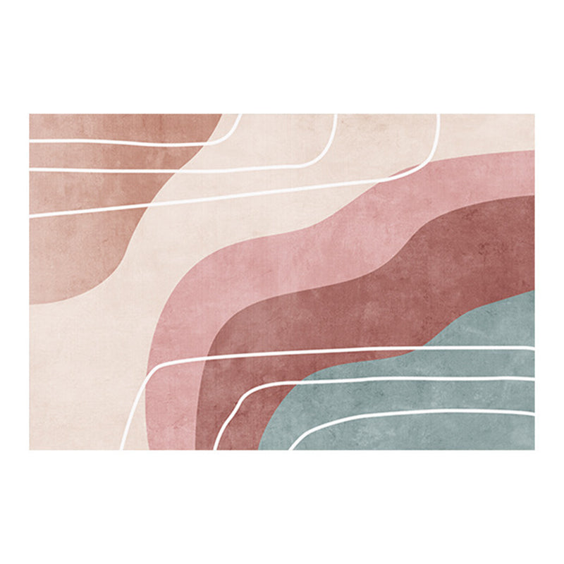 Pink Modern Rug Polyester Color Piece Area Rug Washable Rug for Drawing Room