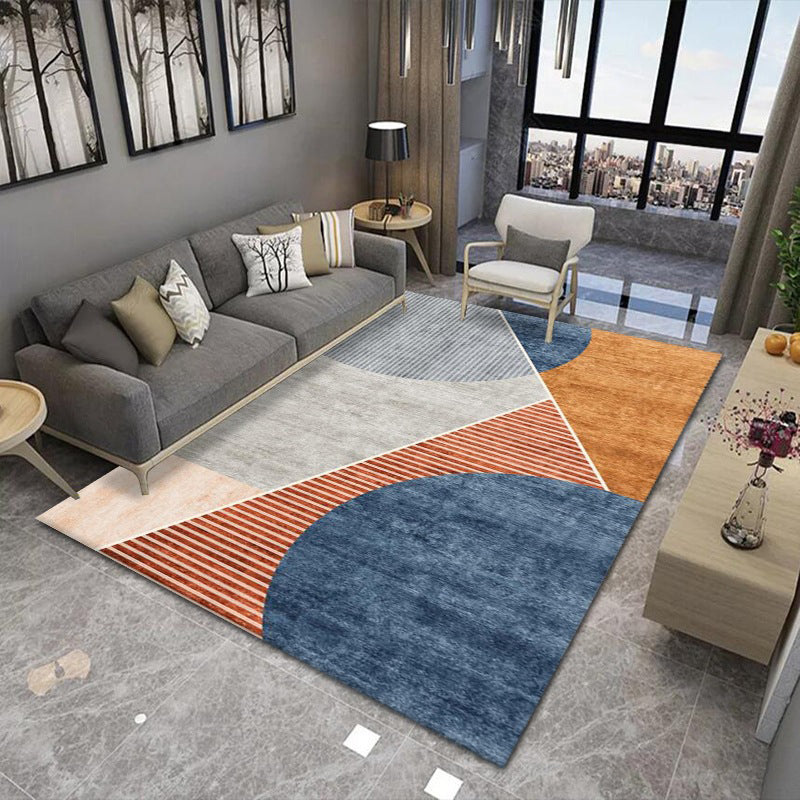 Orange Modern Rug Polyester Contrast Color Rug Stain Resistant Rug for Living Room