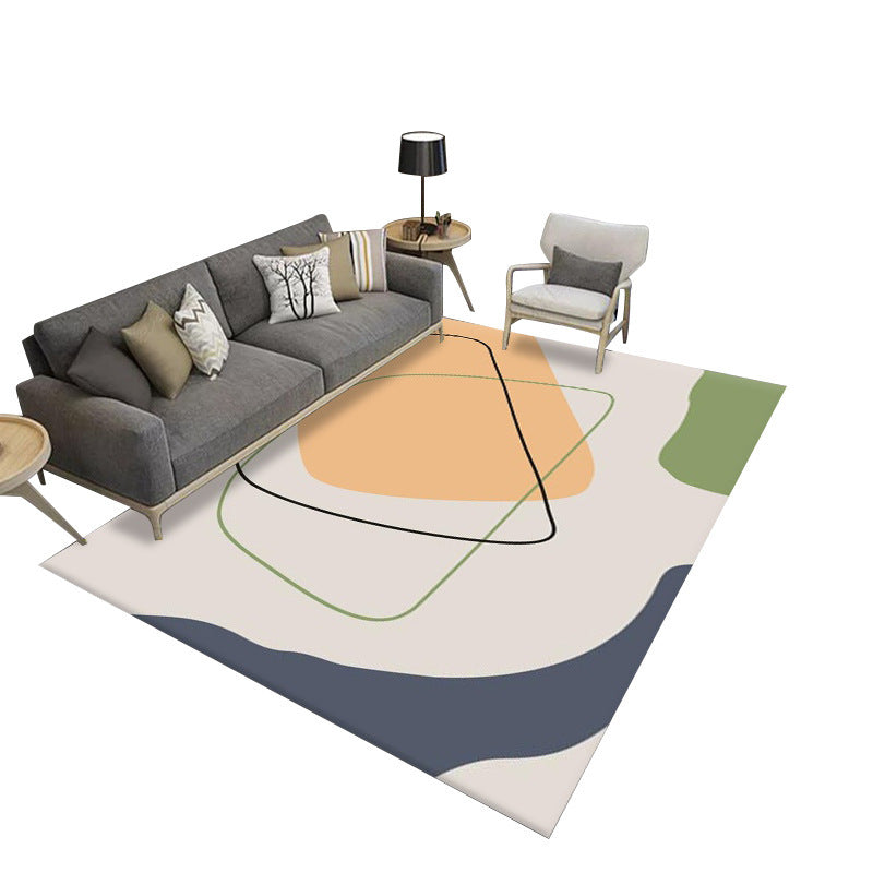 Orange Modern Rug Polyester Contrast Color Rug Stain Resistant Rug for Living Room