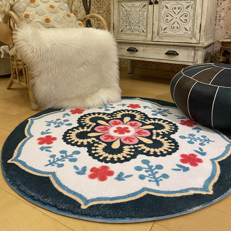 Black Bohemian Rug Polyester Graphic Rug Non-Slip Backing Rug for Drawing Room