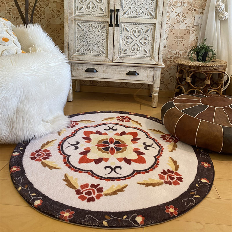 Schwarzer Bohemian Teppich Polyester Grafik Teppich Nicht-Rutsch-Backing Teppich für Salon Room