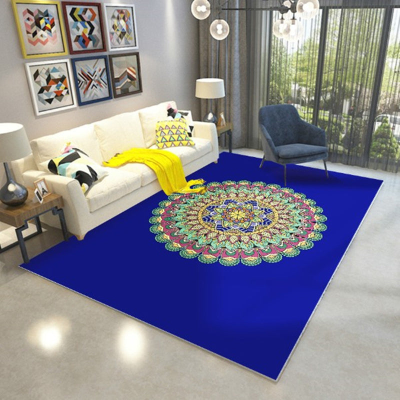 Vintage Living Room Rug Polyester Area Carpet Anti-Slip Easy Care Rug for Living Room