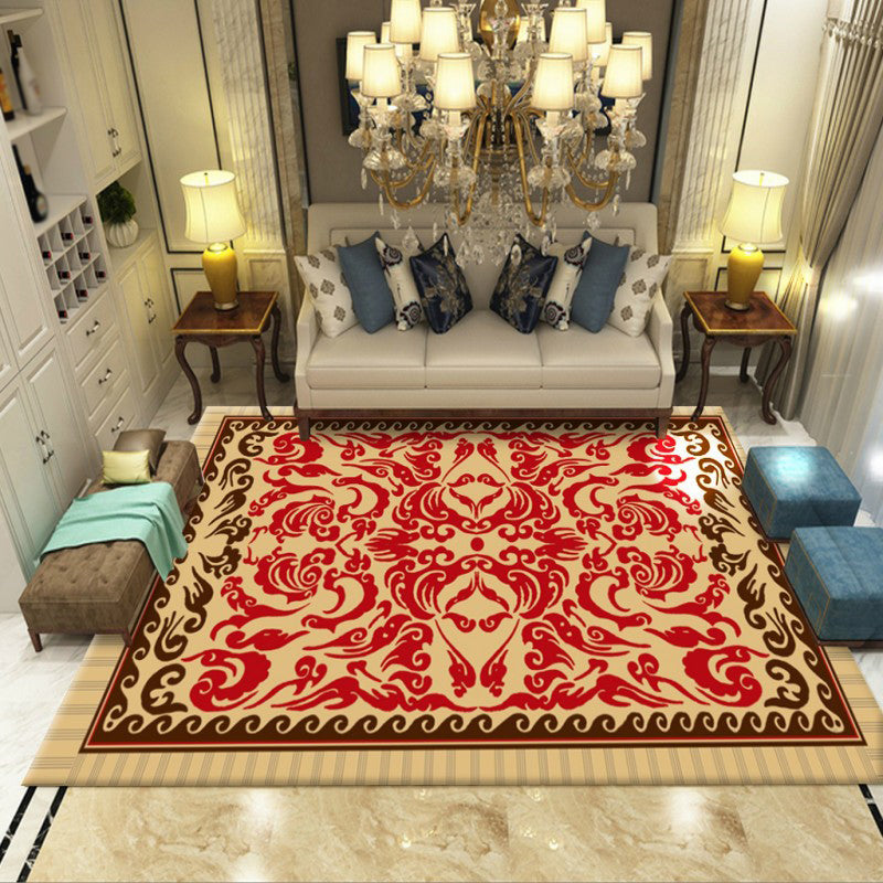 Morocco Area Rug Geometric Print Polyester Area Carpet Easy Care Rug for Home Decor