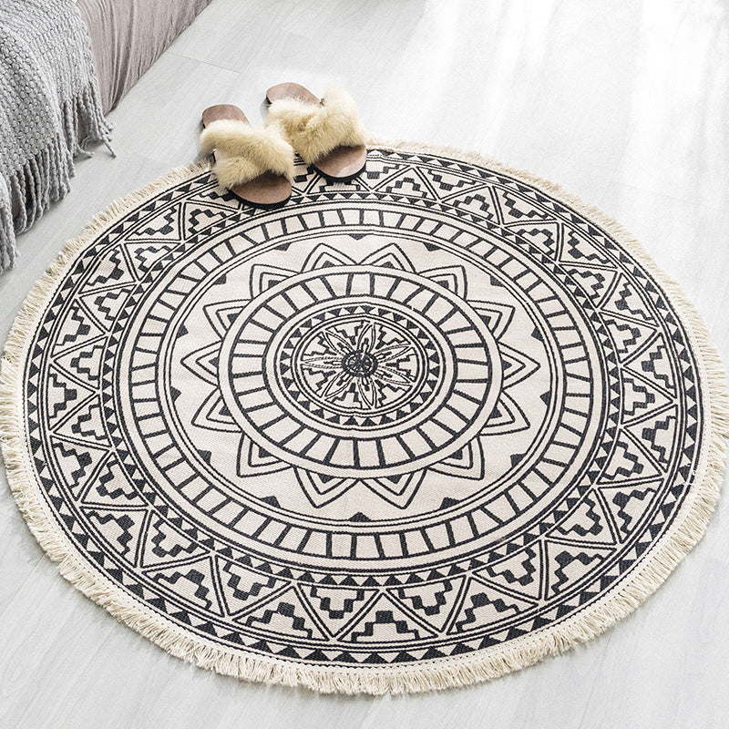 Bohemian Round Teppich Polyester Teppich Easy Care Teppich für Wohnzimmerdekoration