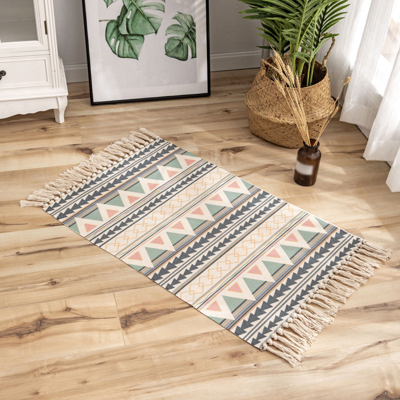 Bohemian Solid Fringe Carpet Indoor Rug Friendly Rug for Home Decoration