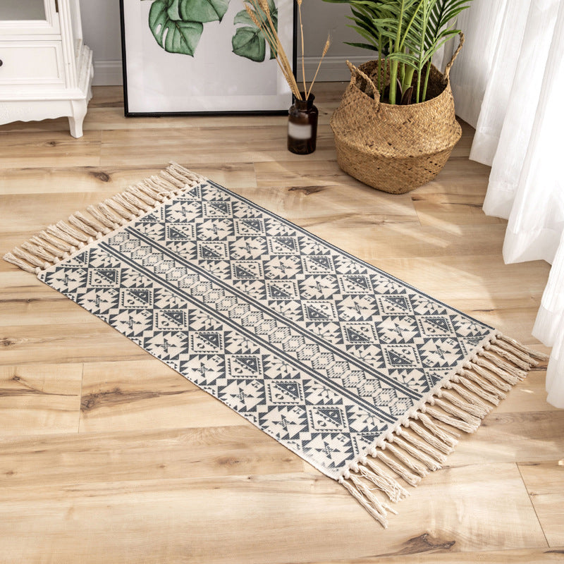 Bohemian Solid Fringe Carpet Indoor Rug Friendly Rug for Home Decoration