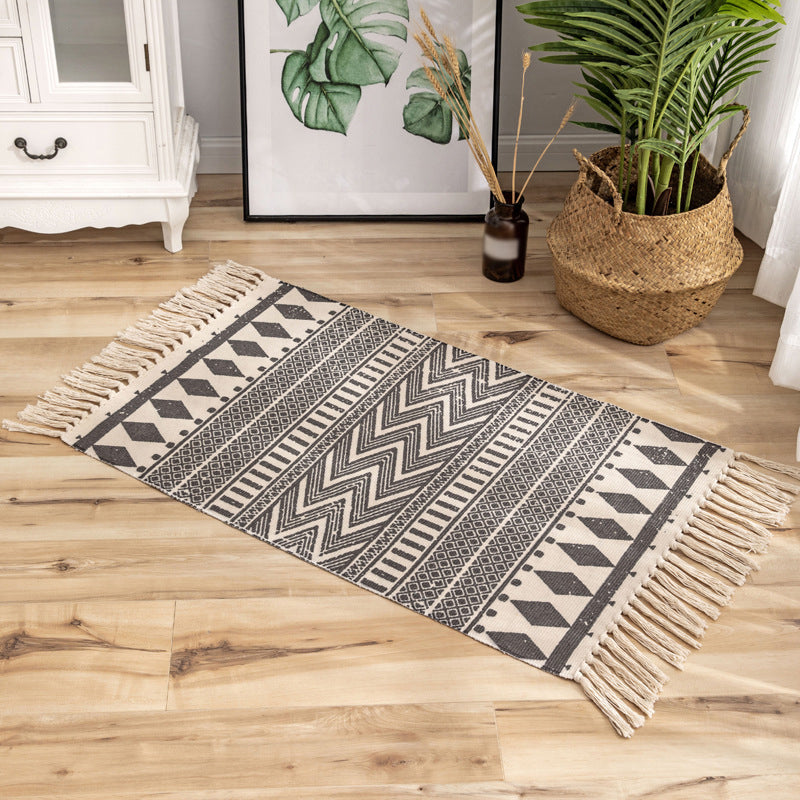 Bohemian Solid Fringe Carpet Indoor Rug Friendly Rug for Home Decoration