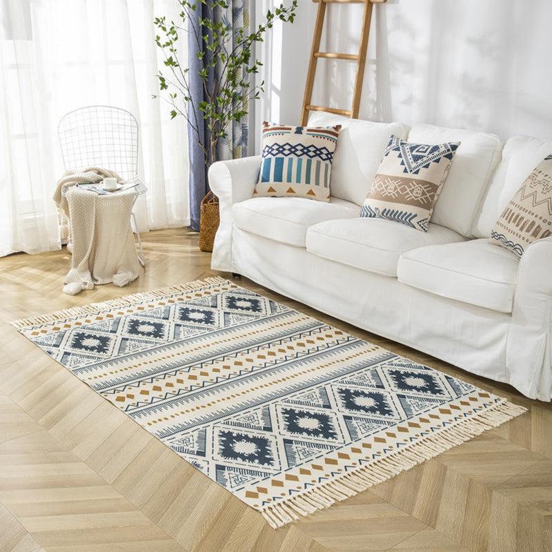 Retro Carpet Ameicana Pattern Cotton Blend Rug Fringe Design Carpet for Home Decor