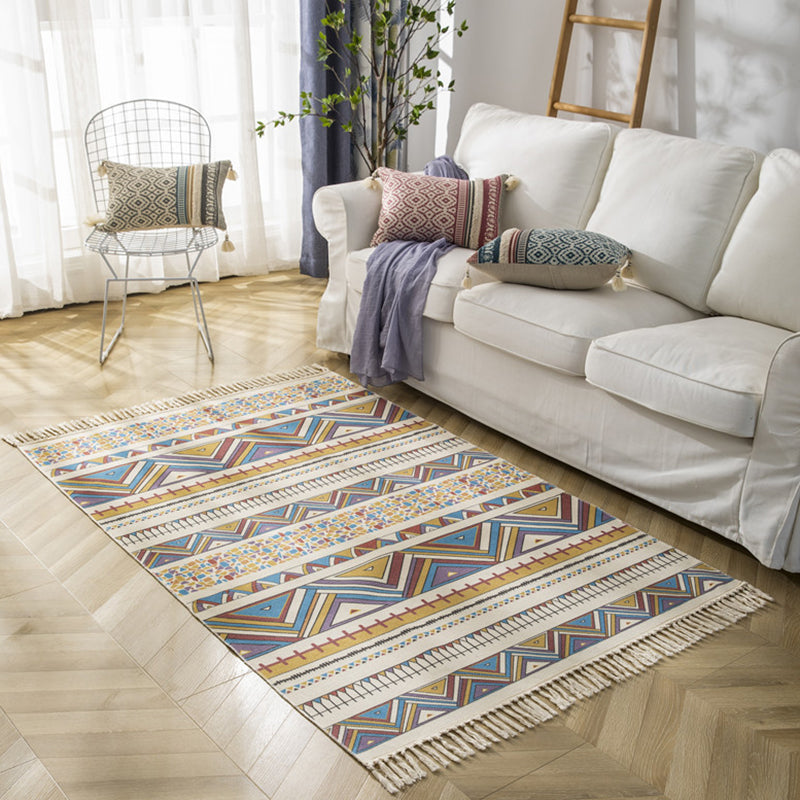 Retro Teppich Ameicana Muster Baumwollmischung Teppich Fringe Design Teppich für Wohnkultur