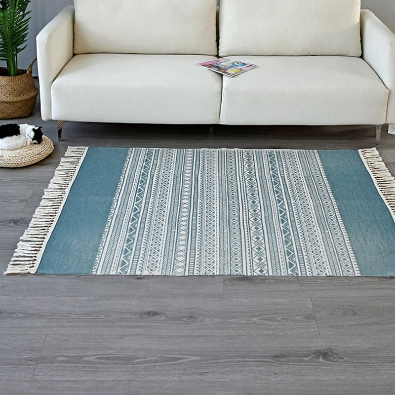 Bohemian Carpet Ameicana Pattern Cotton Rug Fringe Design Carpet for Living Room