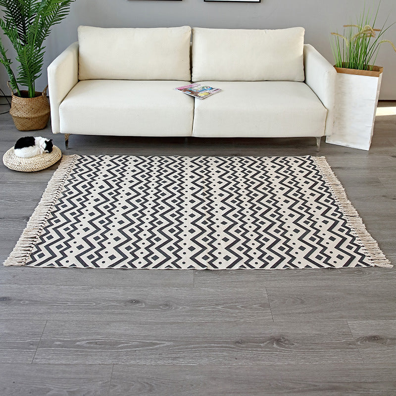 Bohemian Teppich Ameicana Muster Baumwollteppich Fringe Design Teppich für Wohnzimmer