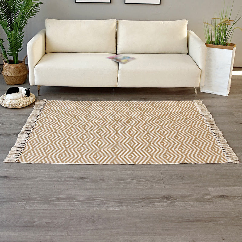 Bohemian Teppich Ameicana Muster Baumwollteppich Fringe Design Teppich für Wohnzimmer