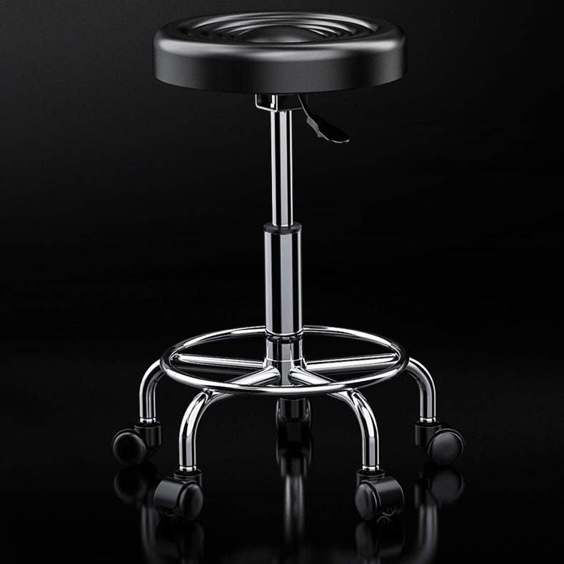 Modern Armless Liftable Counter Stool Iron Bedroom Bar Stool with Cushion and Pedal