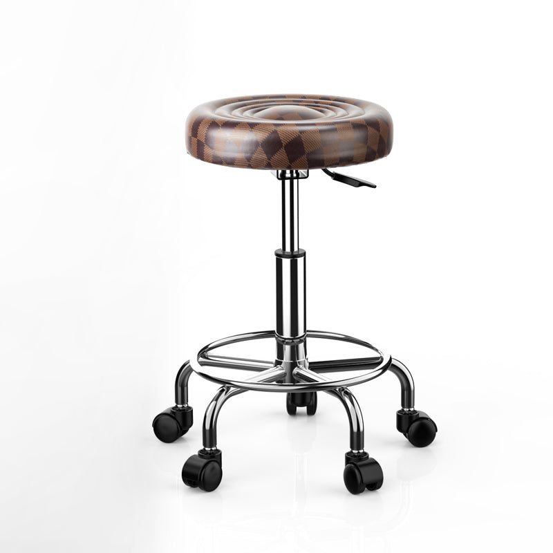 Modern Armless Liftable Counter Stool Iron Bedroom Bar Stool with Cushion and Pedal