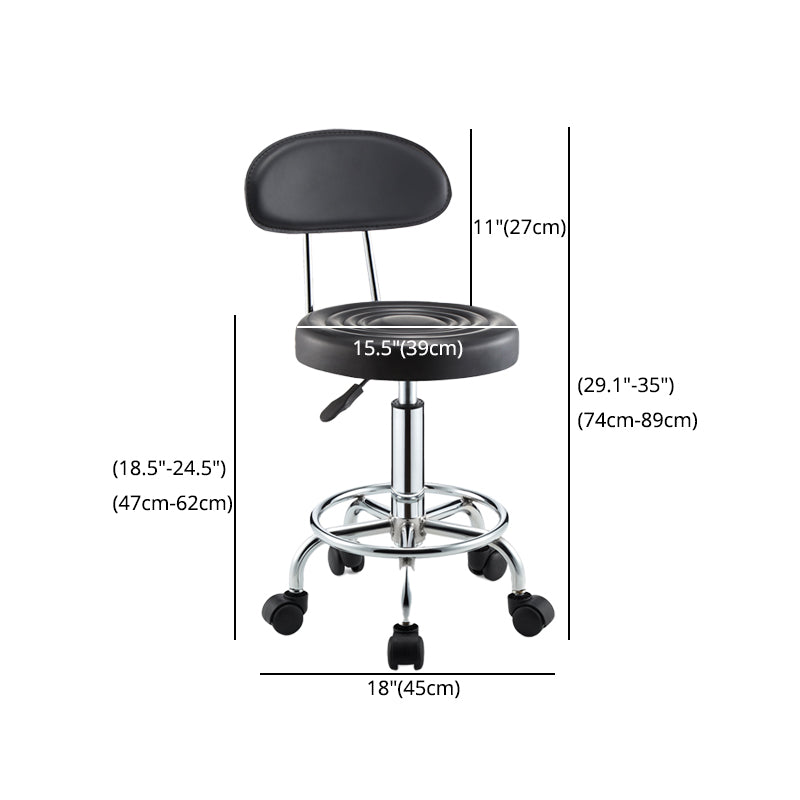 Modern Armless Liftable Counter Stool Iron Bedroom Bar Stool with Cushion and Pedal