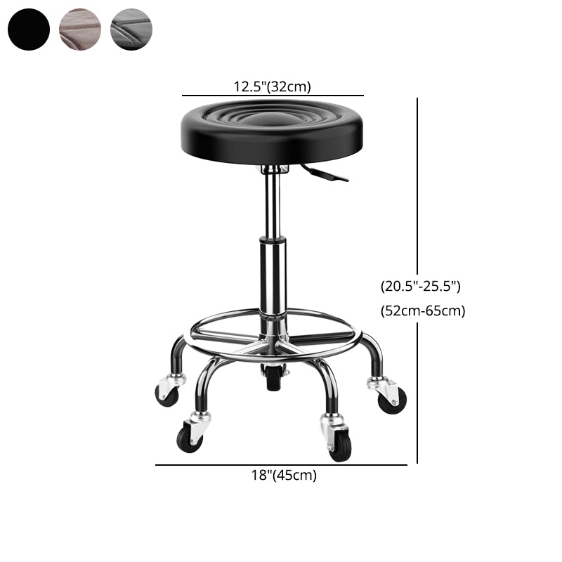 Modern Armless Liftable Counter Stool Iron Bedroom Bar Stool with Cushion and Pedal