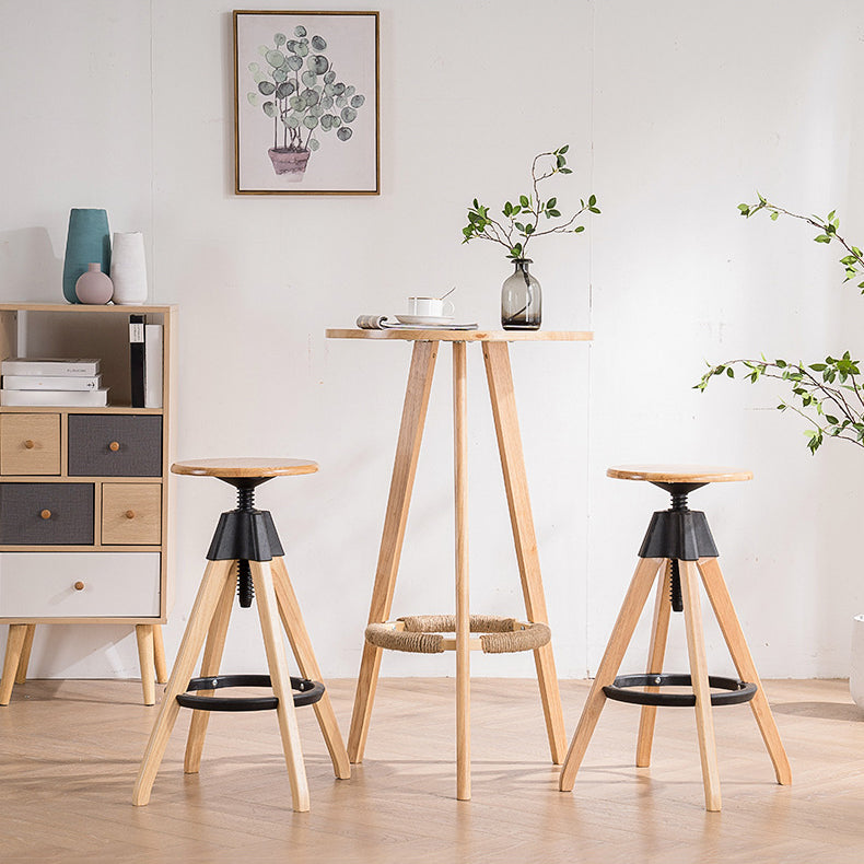 Taburete de bar moderno ajustable, taburete de bar sin respaldo de madera sin brazos con eslabón giratorio