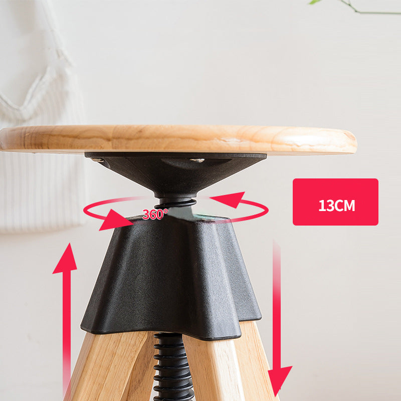 Taburete de bar moderno ajustable, taburete de bar sin respaldo de madera sin brazos con eslabón giratorio