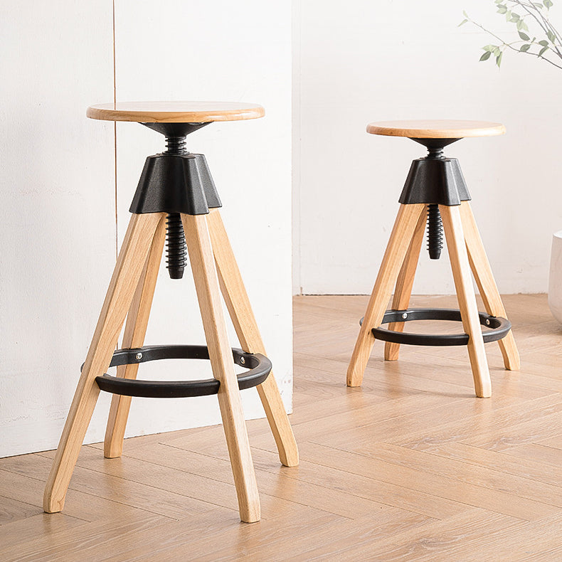 Taburete de bar moderno ajustable, taburete de bar sin respaldo de madera sin brazos con eslabón giratorio
