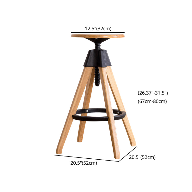 Taburete de bar moderno ajustable, taburete de bar sin respaldo de madera sin brazos con eslabón giratorio