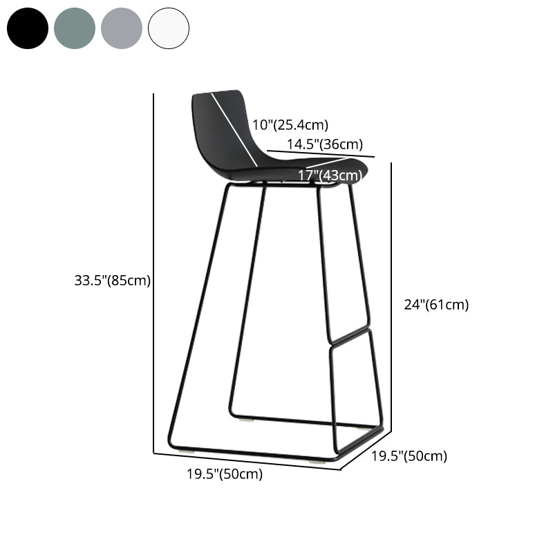 Contemporary Plastic Barstool Bristol Bar Stool With Metal Legs and Low Back