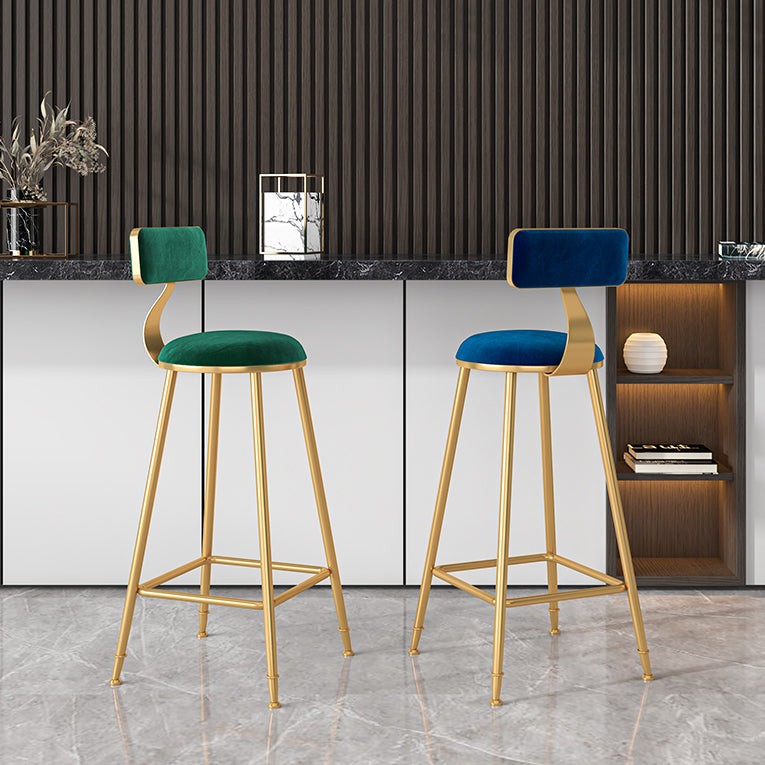 Glam Metal Upholstered Bar Stool Bristol Barstool with Low Back and Cushion