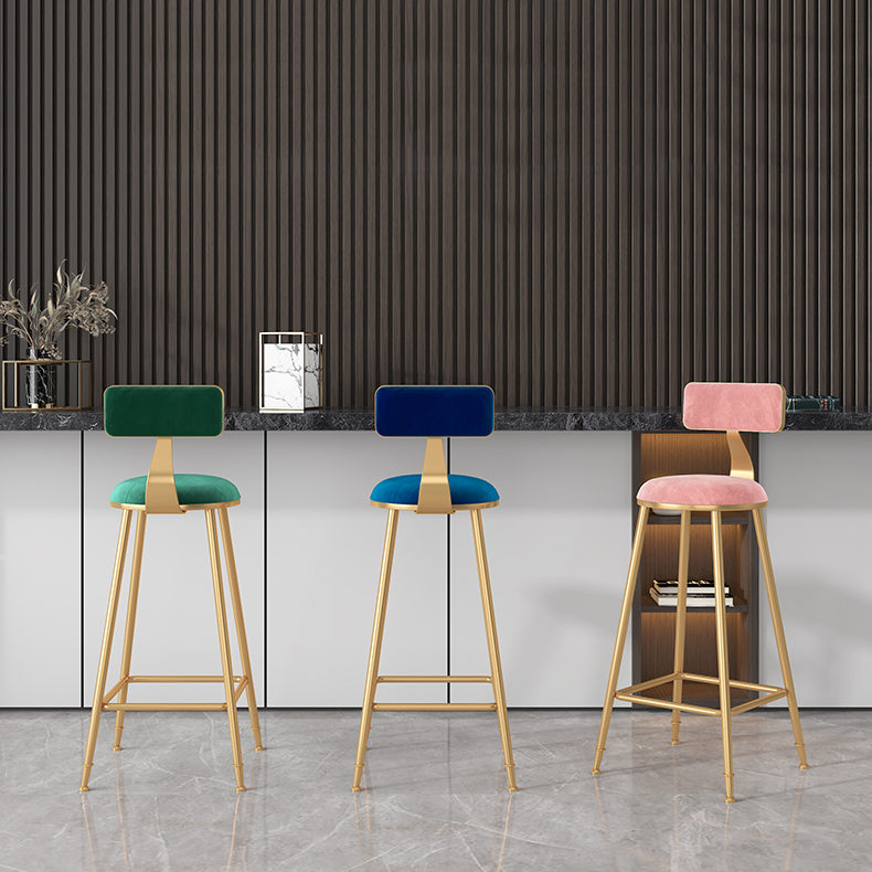 Glam Metal Upholstered Bar Stool Bristol Barstool with Low Back and Cushion