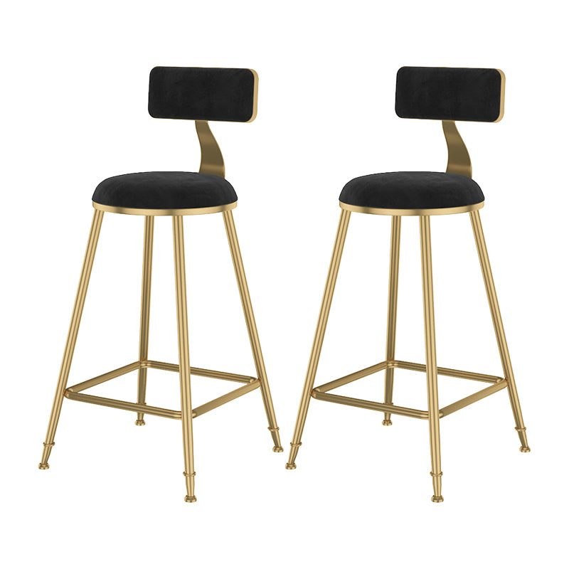 Glam Metal Upholstered Bar Stool Bristol Barstool with Low Back and Cushion