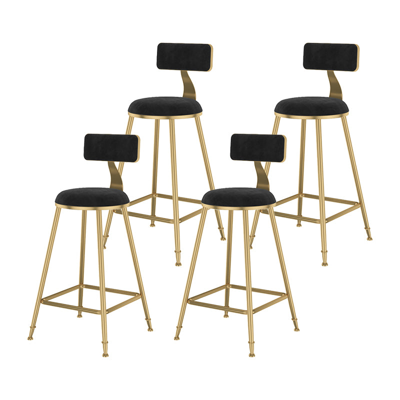 Glam Metal Upholstered Bar Stool Bristol Barstool with Low Back and Cushion