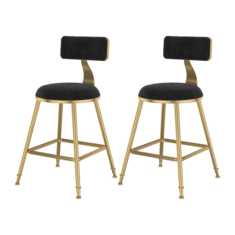 Glam Metal Upholstered Bar Stool Bristol Barstool with Low Back and Cushion