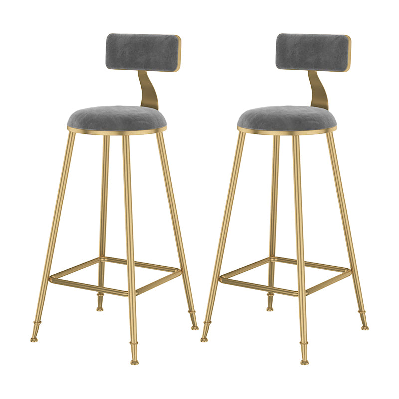 Glam Metal Upholstered Bar Stool Bristol Barstool with Low Back and Cushion