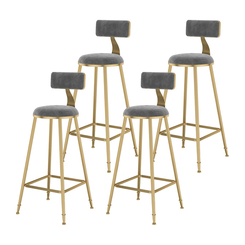 Glam Metal Upholstered Bar Stool Bristol Barstool with Low Back and Cushion
