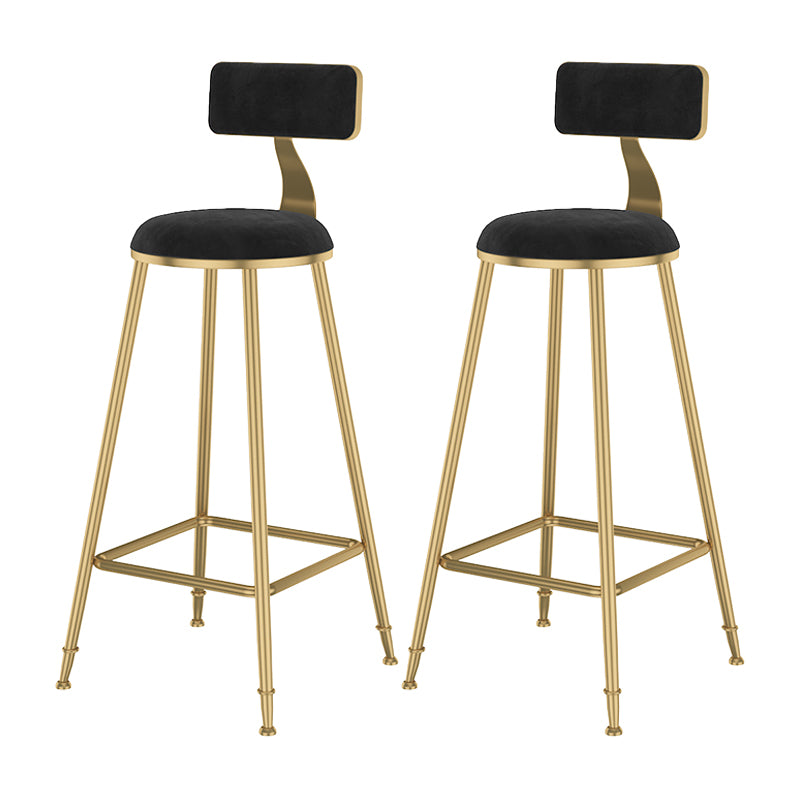 Glam Metal Upholstered Bar Stool Bristol Barstool with Low Back and Cushion