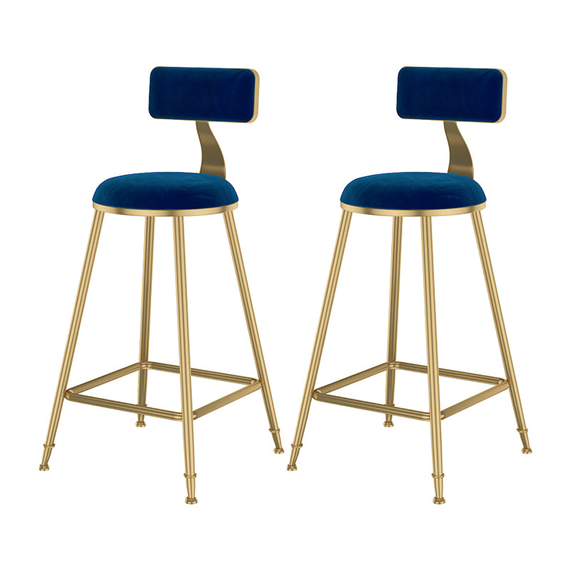 Glam Metal Upholstered Bar Stool Bristol Barstool with Low Back and Cushion