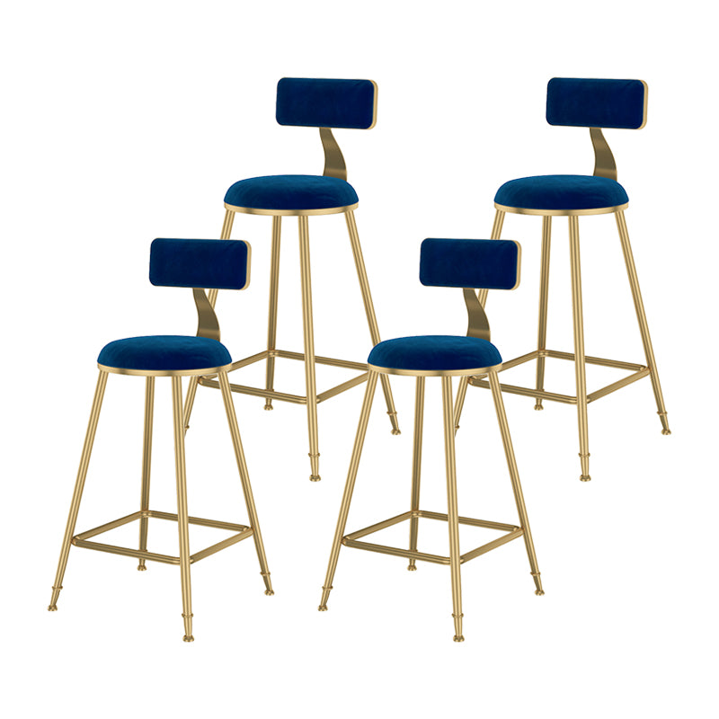 Glam Metal Upholstered Bar Stool Bristol Barstool with Low Back and Cushion