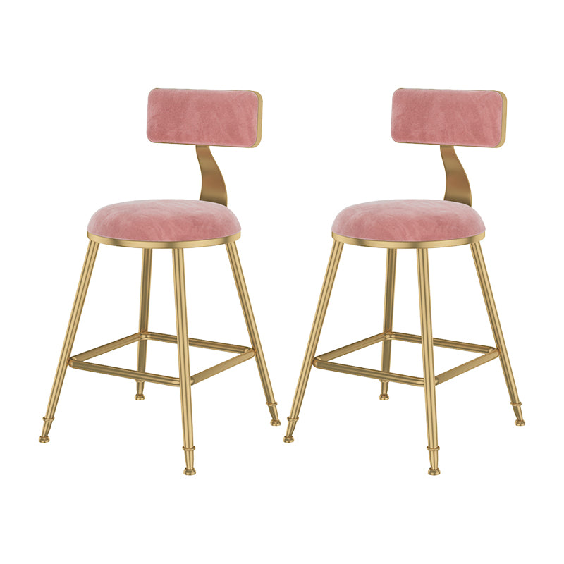 Glam Metal Upholstered Bar Stool Bristol Barstool with Low Back and Cushion
