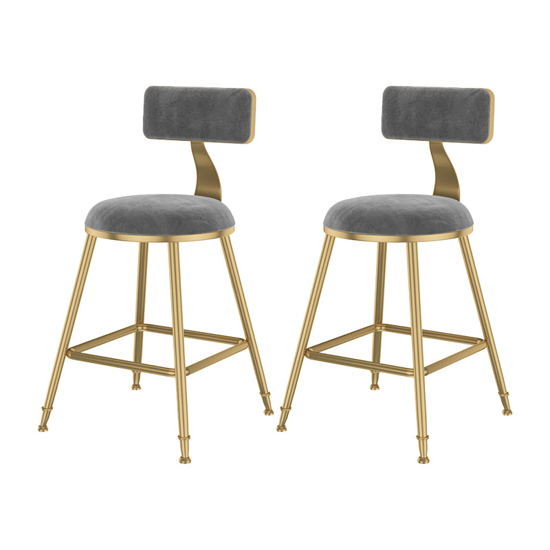 Glam Metal Upholstered Bar Stool Bristol Barstool with Low Back and Cushion