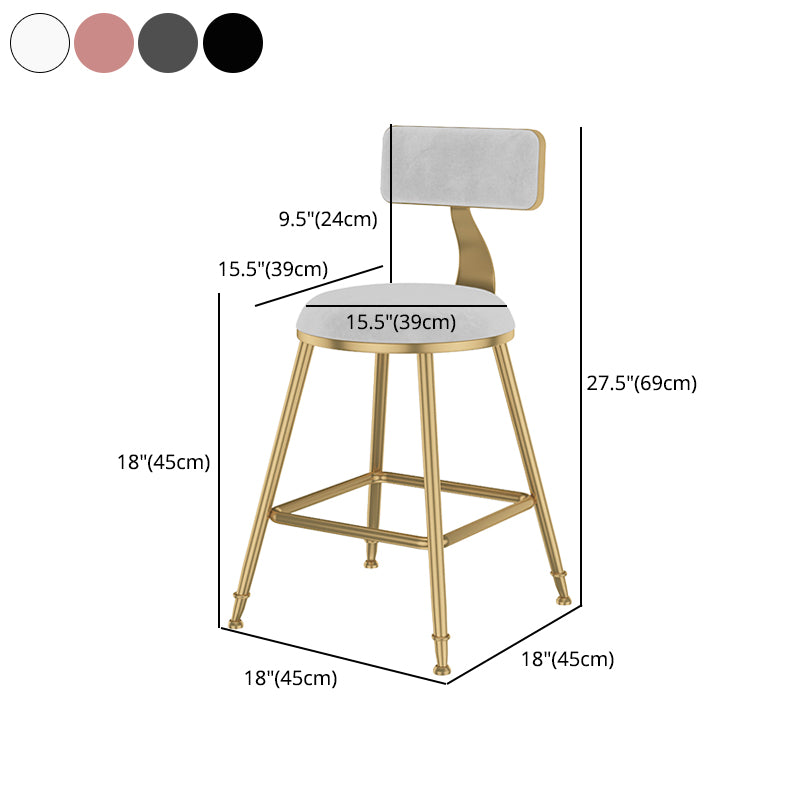 Glam Metal Upholstered Bar Stool Bristol Barstool with Low Back and Cushion
