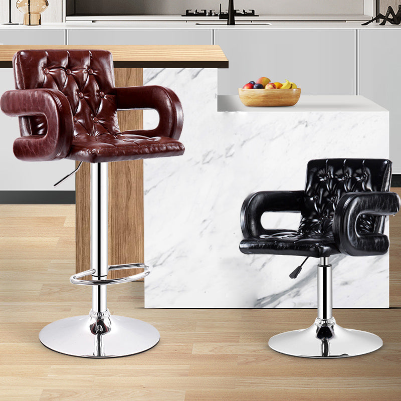 Modern Armed PU Upholstery Bar Stool Adjustable Swivel Backrest Counter Chair