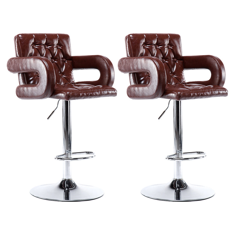 Modern Armed PU Upholstery Bar Stool Adjustable Swivel Backrest Counter Chair