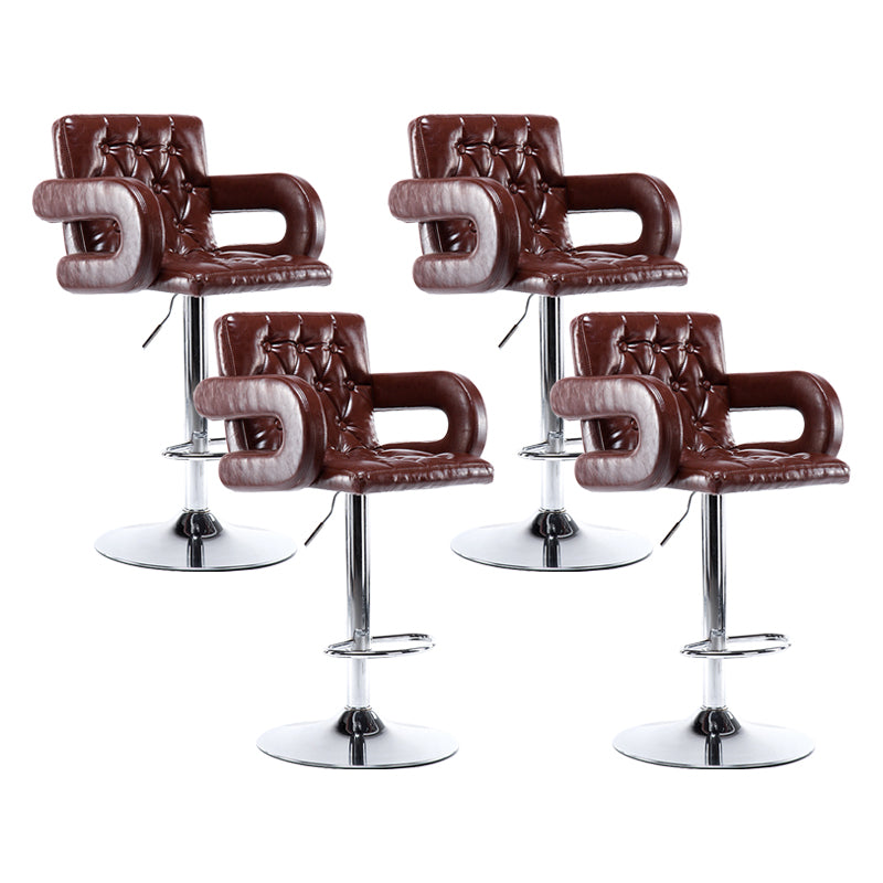Modern Armed PU Upholstery Bar Stool Adjustable Swivel Backrest Counter Chair
