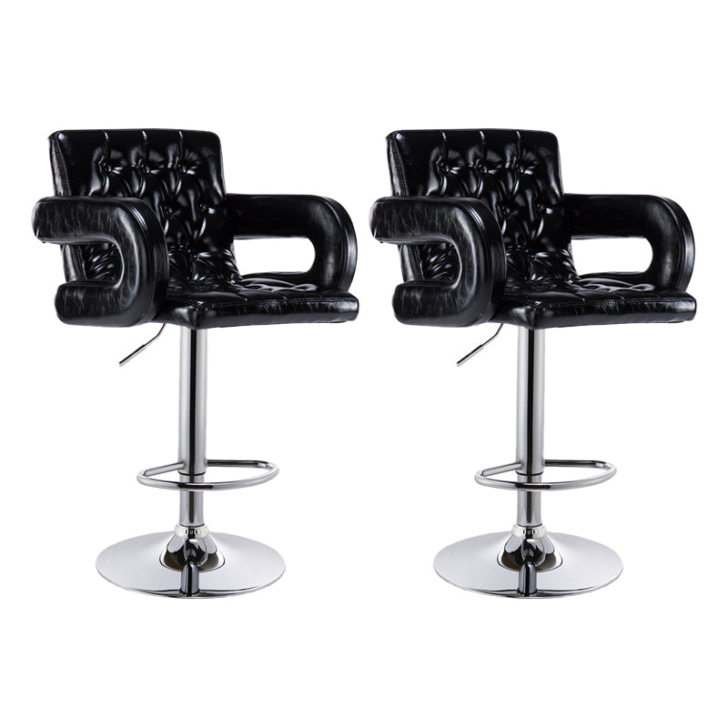 Modern Armed PU Upholstery Bar Stool Adjustable Swivel Backrest Counter Chair