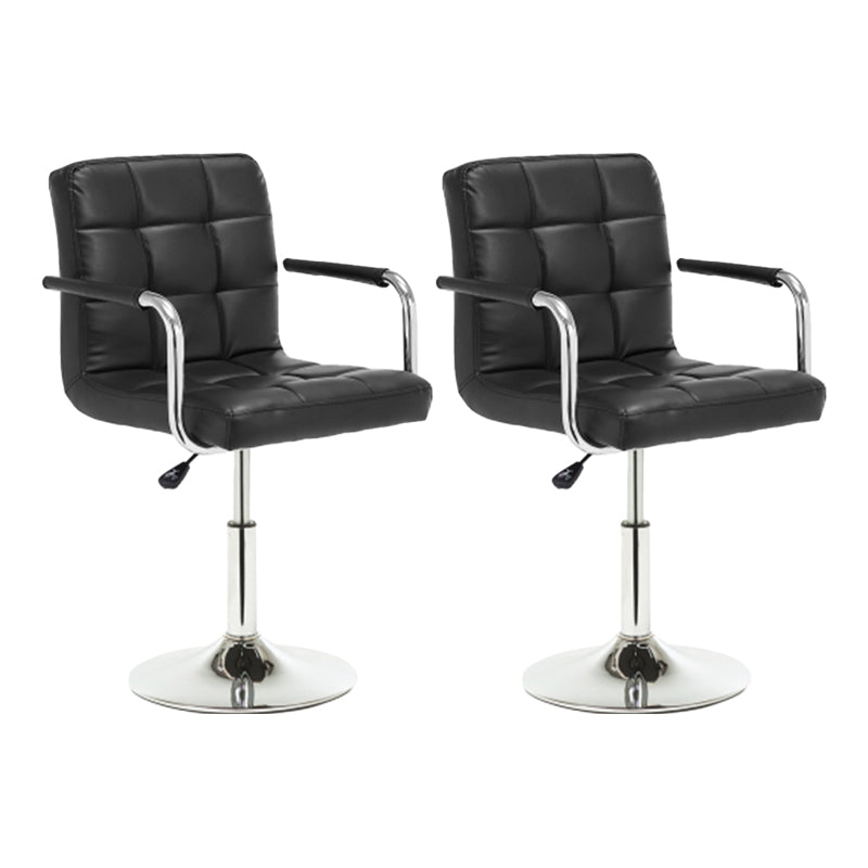 Taburete de bar con respaldo bajo de cuero moderno, taburete de mostrador de altura ajustable acolchado armado