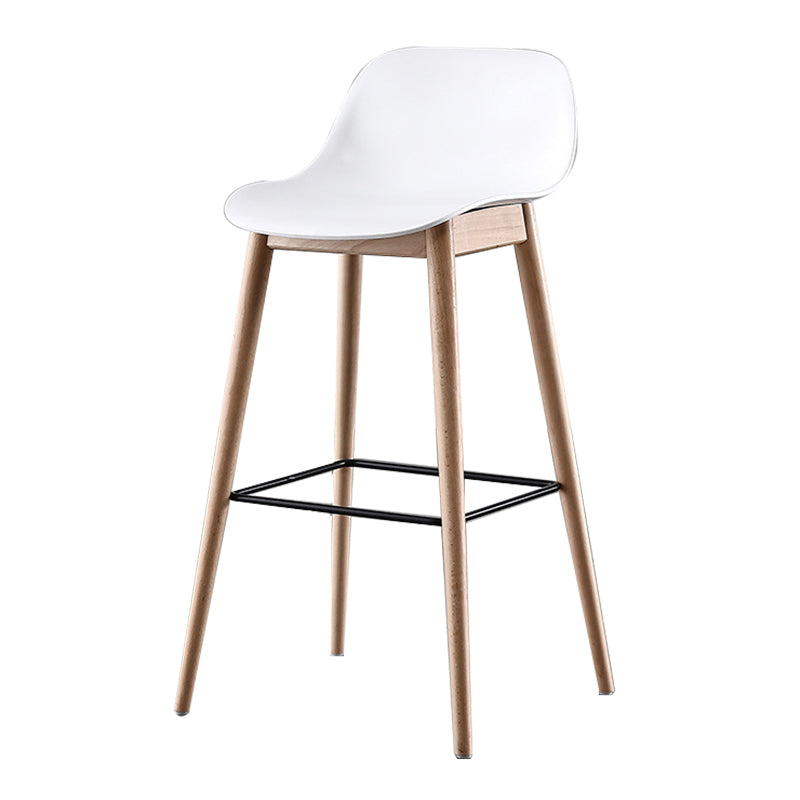 Nordic Style Plastic Wood Barstool 4 Legs Backrest Colorful Bar Stool, Set of 2