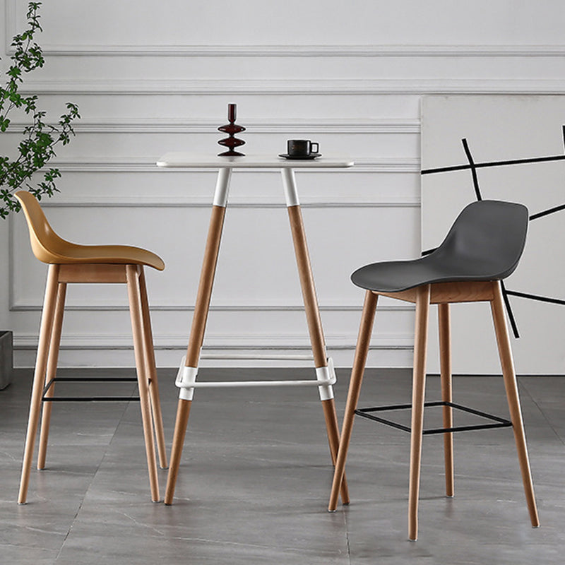 Nordic Style Plastic Wood Barstool 4 Legs Backrest Colorful Bar Stool, Set of 2