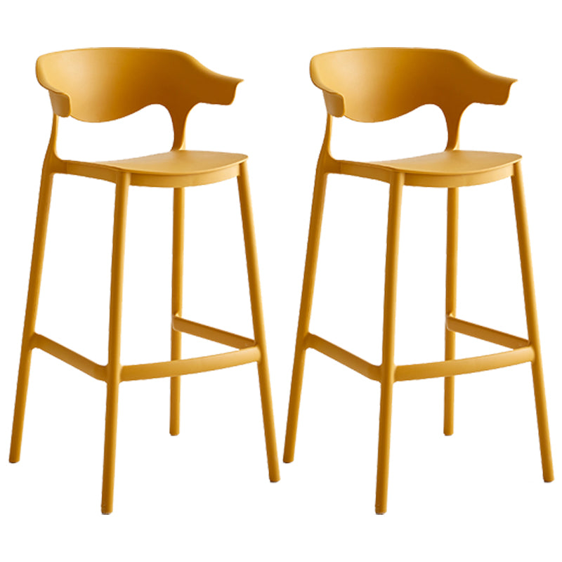Barhocker mit Kunststoffsitzen im nordischen Stil, 4-beinige Rückenlehne, bunter Barhocker (2er-Set)