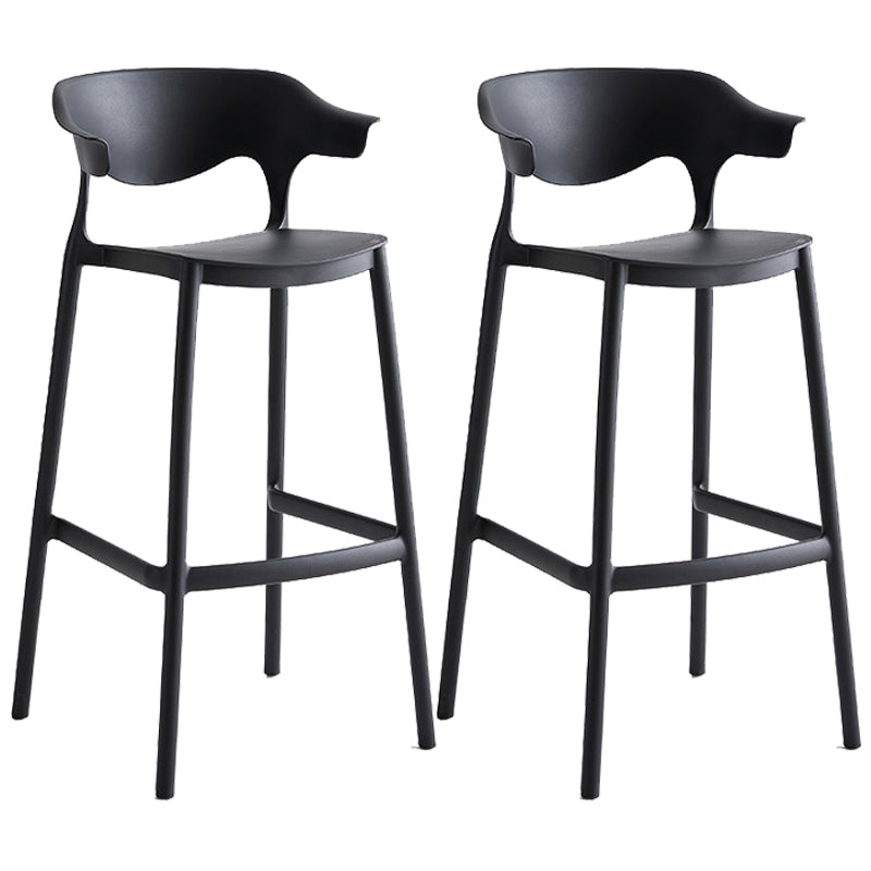 Barhocker mit Kunststoffsitzen im nordischen Stil, 4-beinige Rückenlehne, bunter Barhocker (2er-Set)