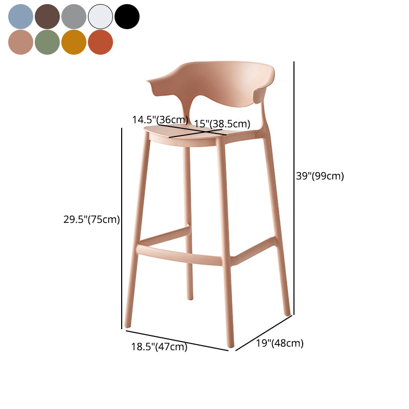 Barhocker mit Kunststoffsitzen im nordischen Stil, 4-beinige Rückenlehne, bunter Barhocker (2er-Set)