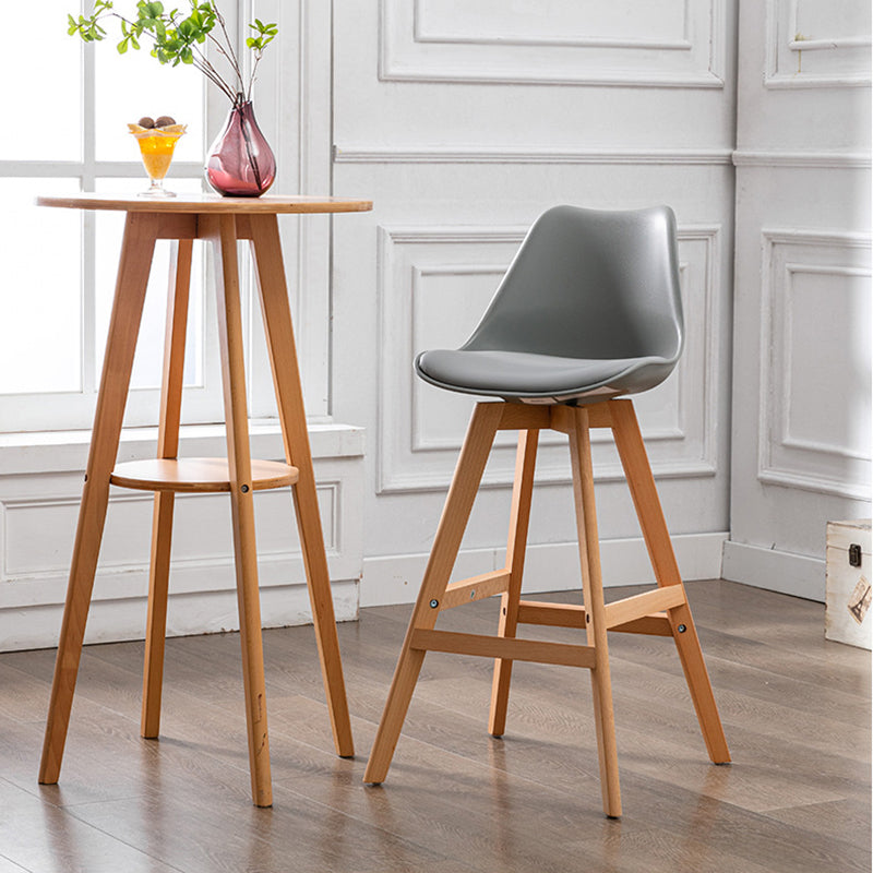 Contemporary Backrest Bar Stool Leather Wood 4 Legs Bar Stool , 1 Piece