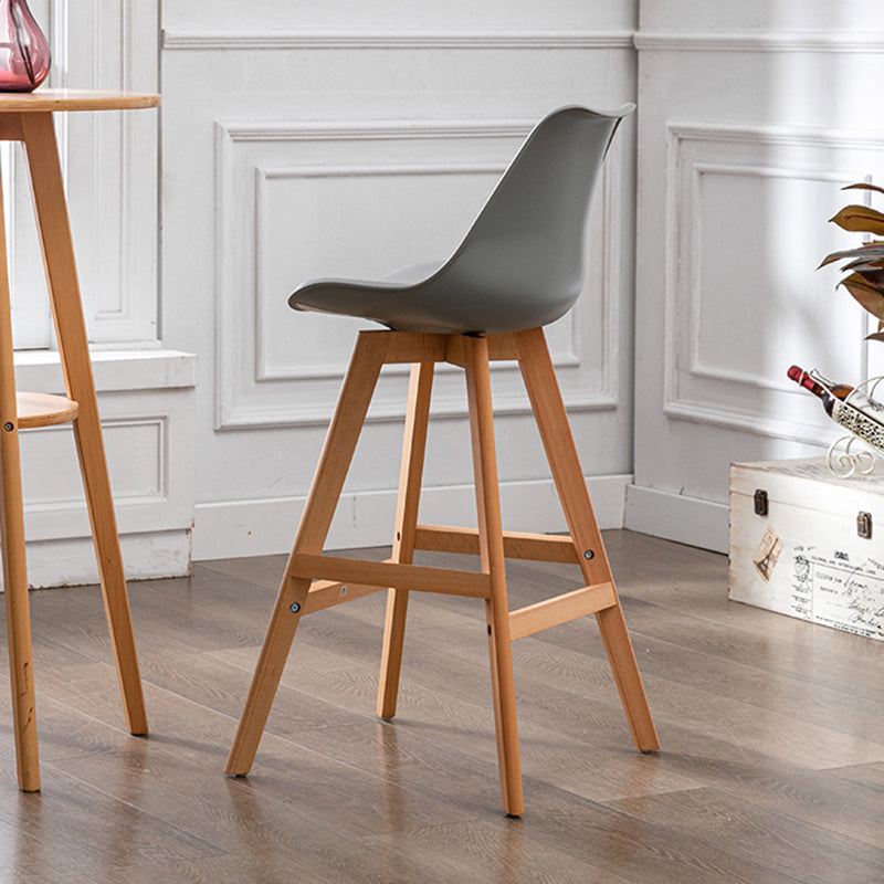 Contemporary Backrest Bar Stool Leather Wood 4 Legs Bar Stool , 1 Piece